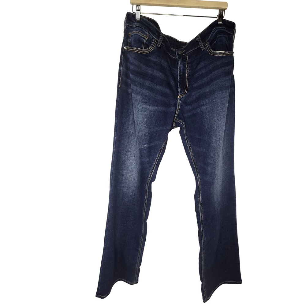 Silver Jeans Co Zac Relaxed Straight Jeans Mens 40x36 Blue Cotton Blend Stretch